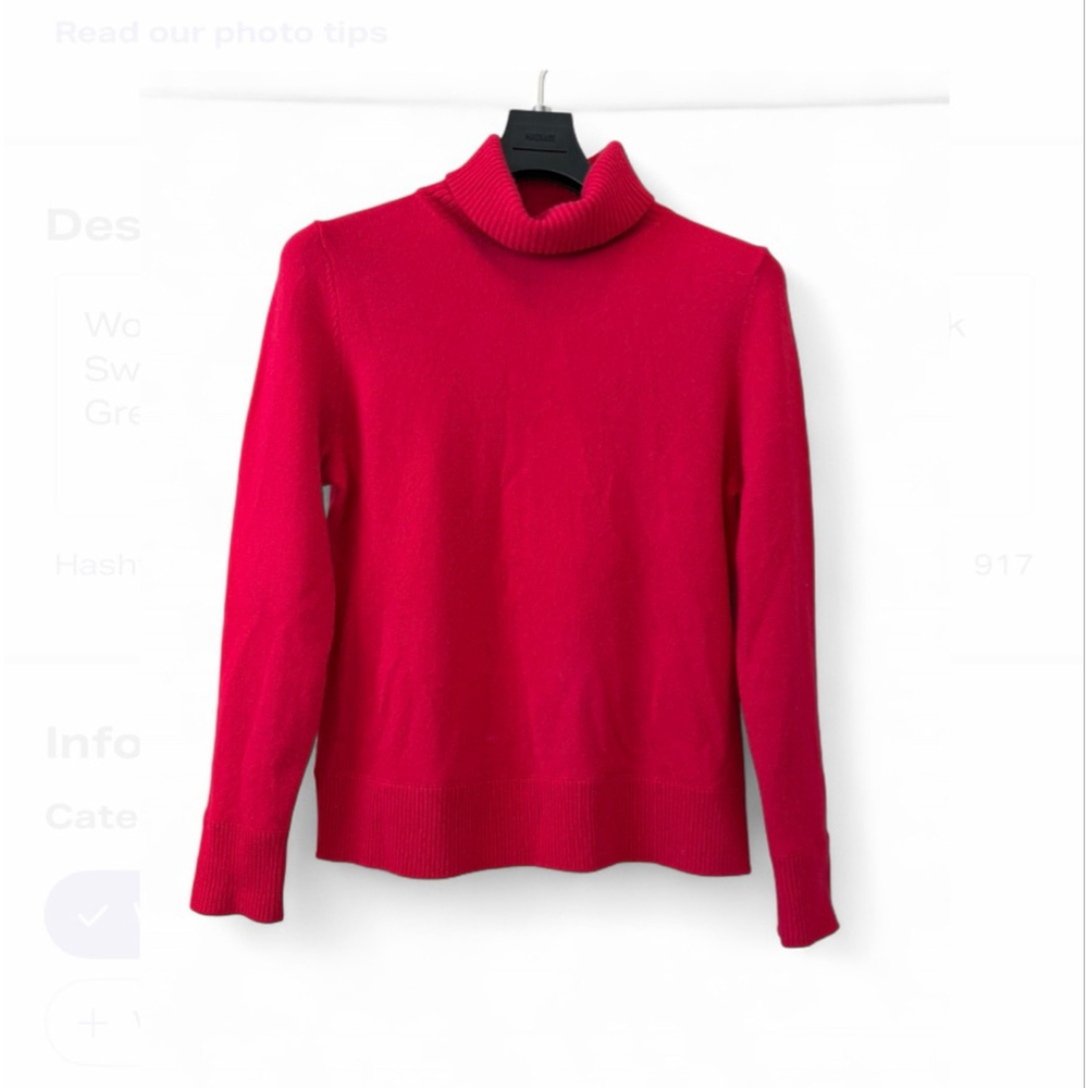 Women's Lands' End Red Cashmere Turtleneck Sweater Petite S/P 6-8